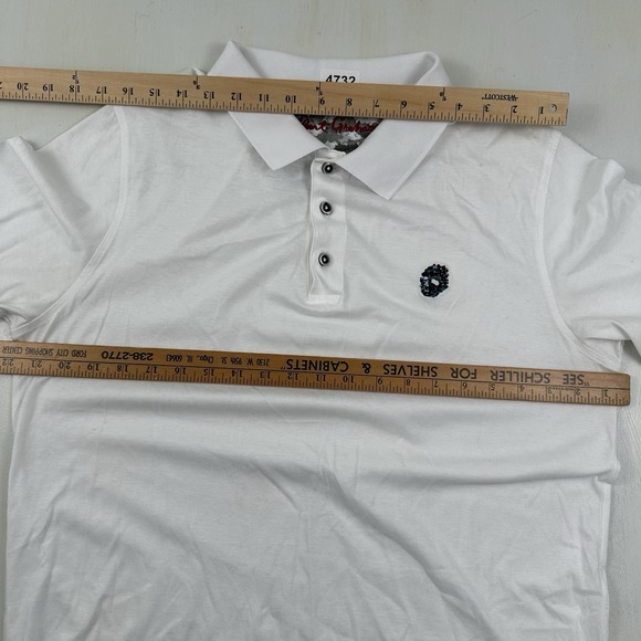 Robert Graham White Polo Shirt Men Large Embroidered‎ Skull Soft Supima Cotton - Picture 3 of 12